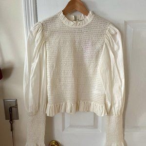 NWT Farm Rio ruched puff sleeve ruffle top sz M